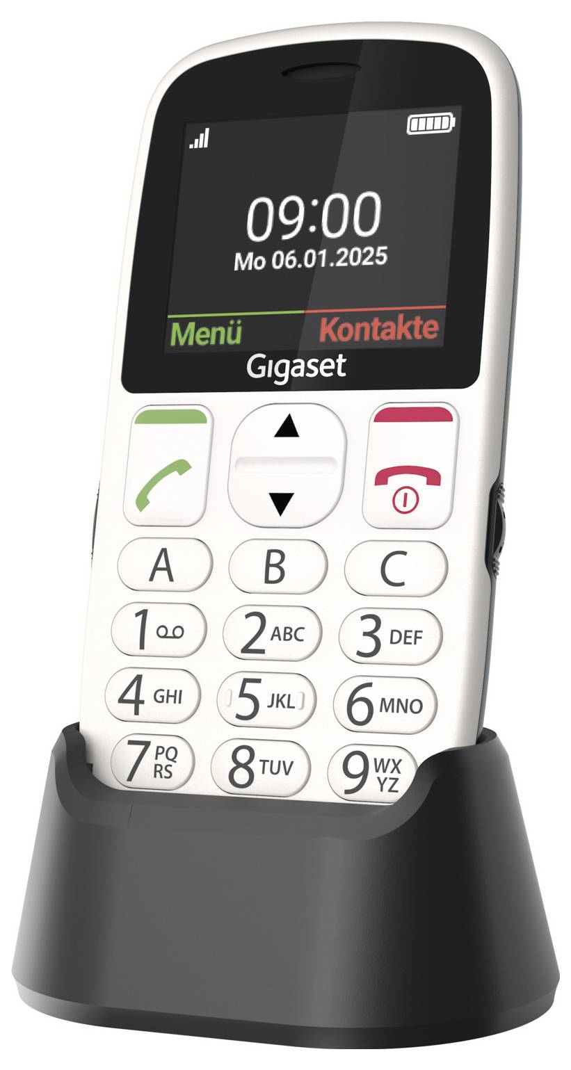 Gigaset GL395 Handy SOS Taste, Spritzwassergeschützt, Staubgeschützt Weiß