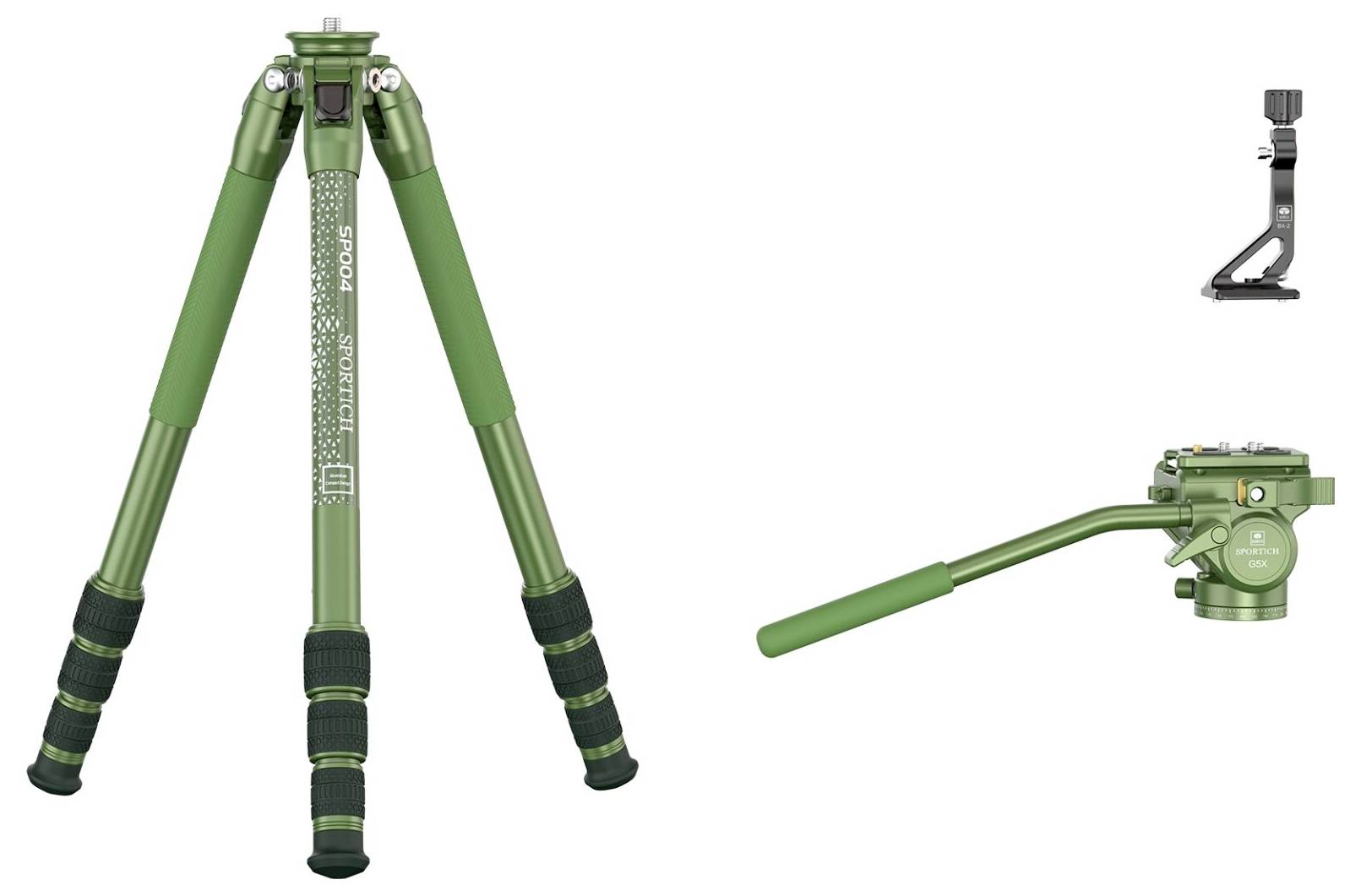 SIRUI Europe Sirui Sportich SP004 + G5X Dreibeinstativ 1/4 Zoll Arbeitshöhe=16 - 149 cm Grün inkl. Tasche