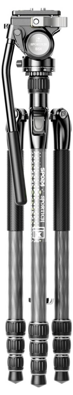 SIRUI Europe Sirui Sportich SP024 + B5X Carbon Dreibeinstativ 1/4 Zoll Arbeitshöhe=31 - 159cm Carbon inkl. Tasche