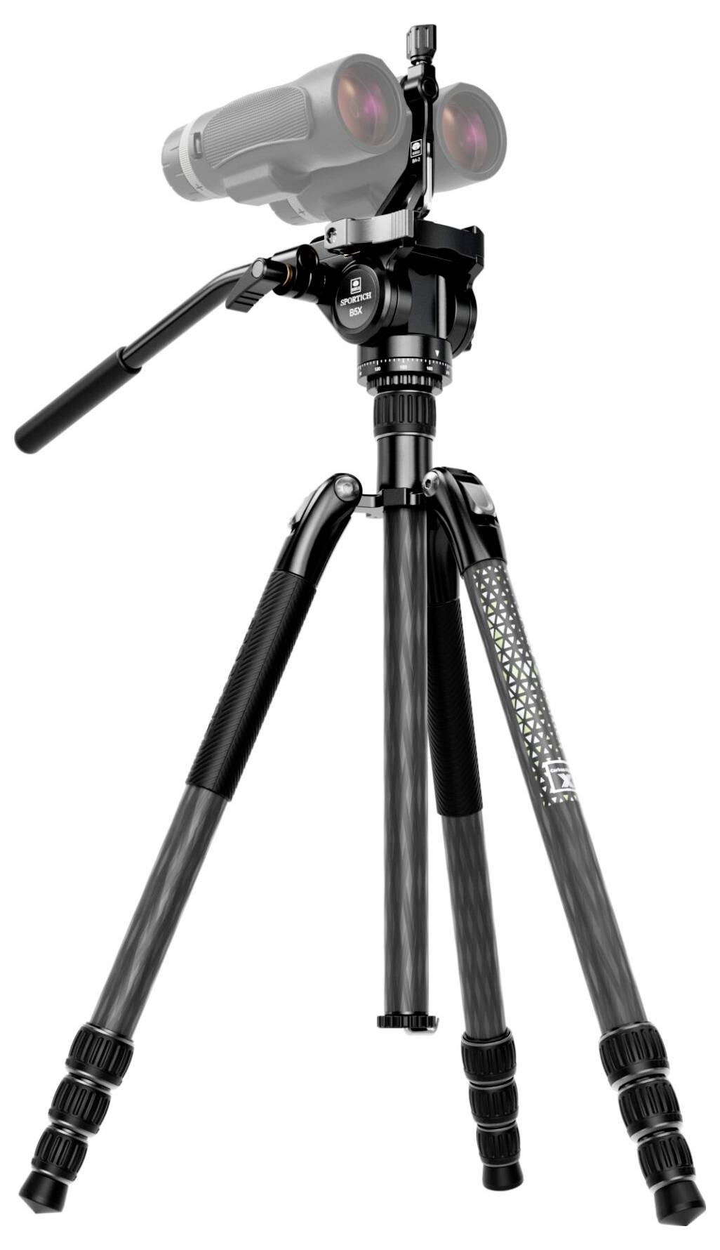 SIRUI Europe Sirui Sportich SP024 + B5X Carbon Dreibeinstativ 1/4 Zoll Arbeitshöhe=31 - 159cm Carbon inkl. Tasche