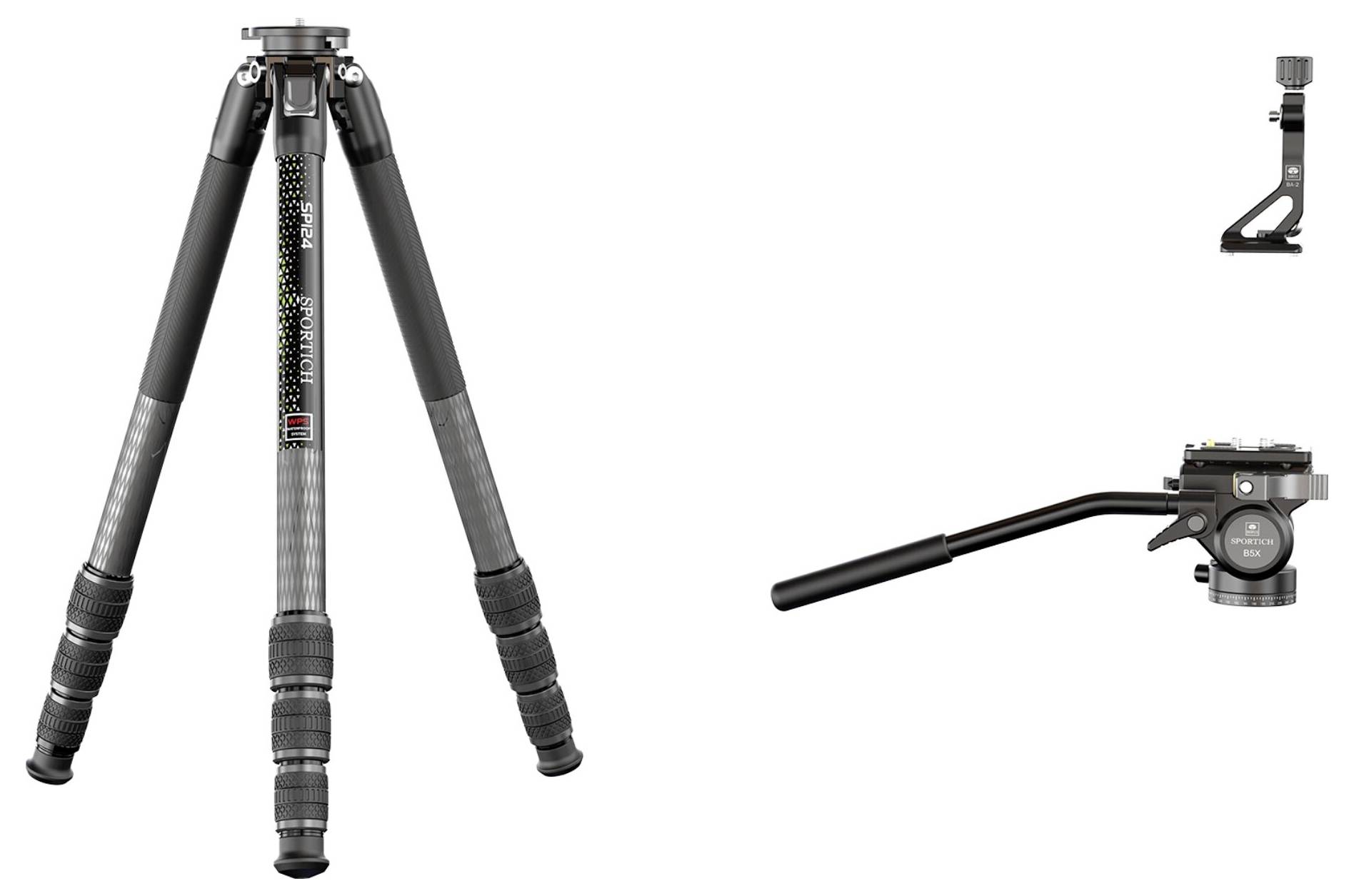 SIRUI Europe Sirui Sportich SP124 + B5X Carbon Dreibeinstativ Arbeitshöhe=13 - 153.5cm