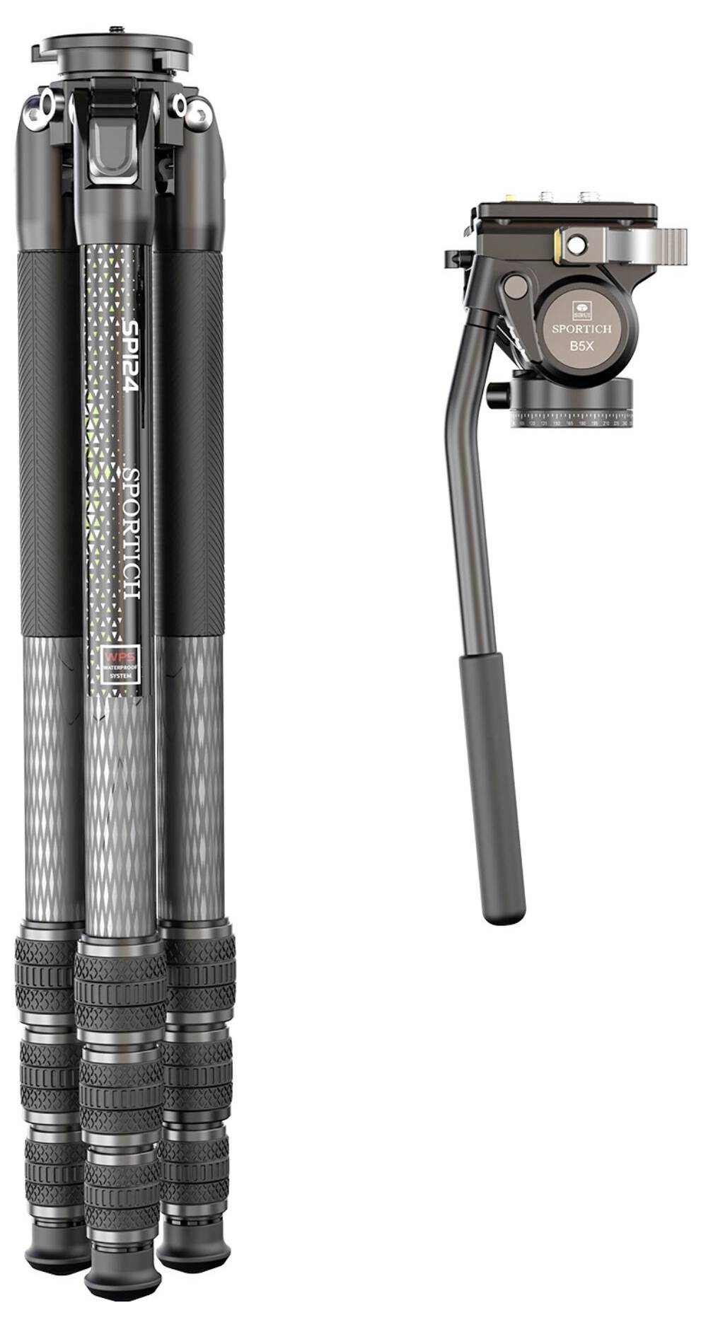 SIRUI Europe Sirui Sportich SP124 + B5X Carbon Dreibeinstativ Arbeitshöhe=13 - 153.5cm