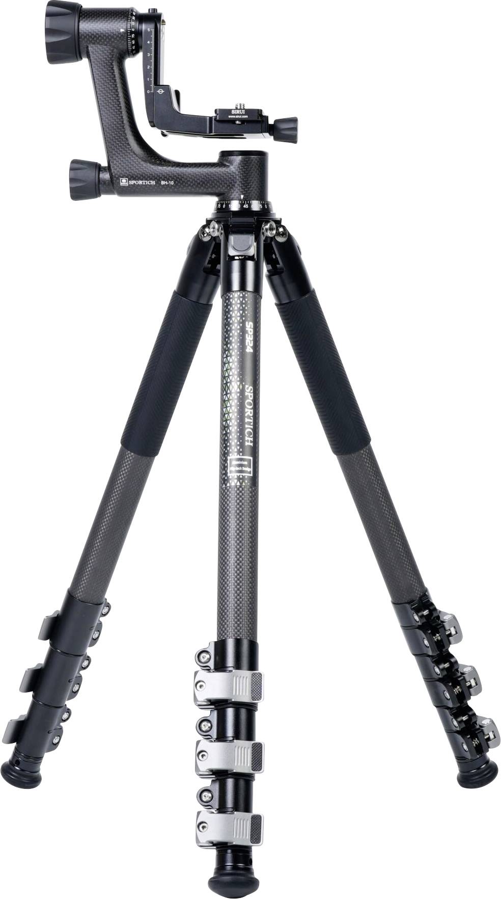 SIRUI Europe Sirui Sportich SP324 + BH-10 Carbon Dreibeinstativ 1/4 Zoll, 3/8 Zoll Arbeitshöhe=25 - 176cm inkl. Tasche