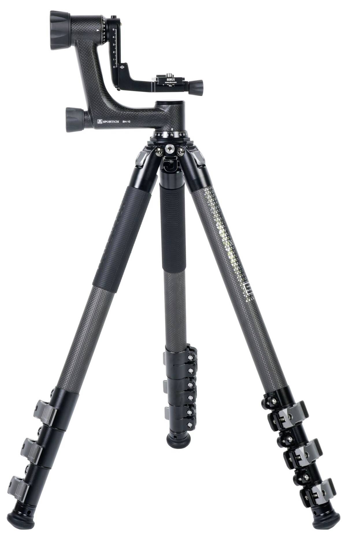 SIRUI Europe Sirui Sportich SP324 + BH-10 Carbon Dreibeinstativ 1/4 Zoll, 3/8 Zoll Arbeitshöhe=25 - 176cm inkl. Tasche