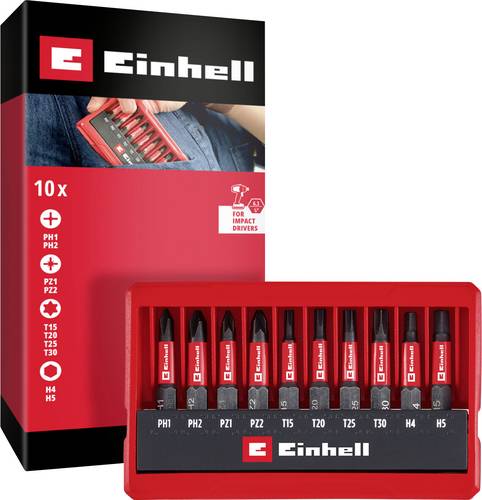 Einhell Impact Bit Taschenbox 10tlg 118653 Bit-Set 1/4  (6.3 mm), PH, PZ, Sechskant, TX