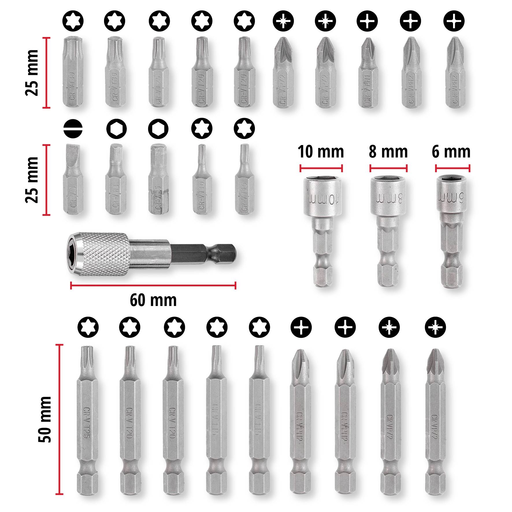 Einhell S-CASE Bitset 28tlg LS 108613 Bit-Set 1/4" (6.3 mm), TORX, PZ, PH, Schlitz, Sechskant