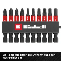 Einhell Karabiner Impact Bit Set 10tlg 118633 Bit-Set 1/4" (6.3 mm), PH, PZ, TORX, Sechskant Einhell Karabiner Impact Bit Set 10tlg 118633 Bit-Set 1/4" (6.3 mm), PH, PZ, TORX, Sechskant