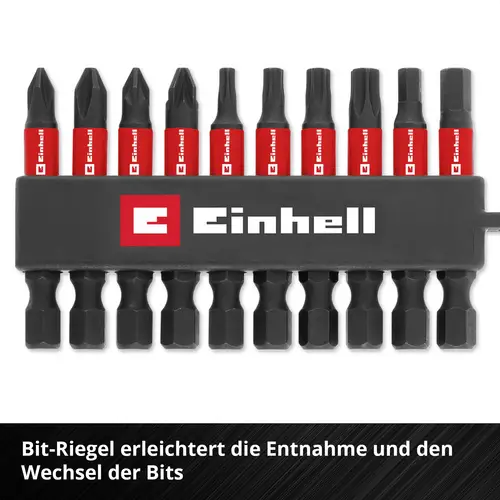 Einhell Karabiner Impact Bit Set 10tlg 118633 Bit-Set 1/4" (6.3 mm), PH, PZ, TORX, Sechskant Einhell Karabiner Impact Bit Set 10tlg 118633 Bit-Set 1/4" (6.3 mm), PH, PZ, TORX, Sechskant