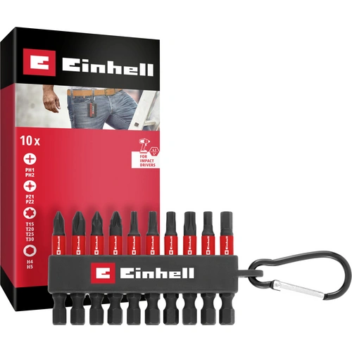 Einhell Karabiner Impact Bit Set 10tlg 118633 Bit-Set 1/4" (6.3 mm), PH, PZ, TORX, Sechskant Einhell Karabiner Impact Bit Set 10tlg 118633 Bit-Set 1/4" (6.3 mm), PH, PZ, TORX, Sechskant