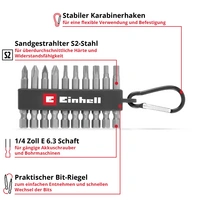 Einhell Karabiner Bit Set 10tlg 118623 Bit-Set 1/4" (6.3 mm), PH, PZ, TORX, Sechskant Einhell Karabiner Bit Set 10tlg 118623 Bit-Set 1/4" (6.3 mm), PH, PZ, TORX, Sechskant