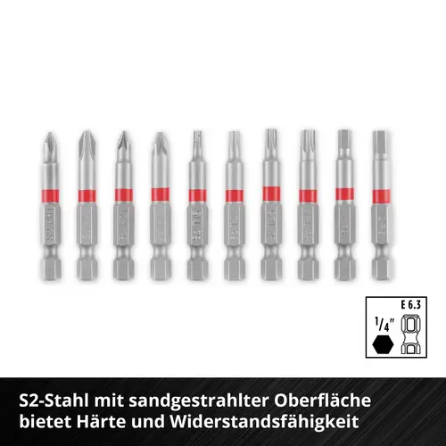 Einhell Karabiner Bit Set 10tlg 118623 Bit-Set 1/4" (6.3 mm), PH, PZ, TORX, Sechskant Einhell Karabiner Bit Set 10tlg 118623 Bit-Set 1/4" (6.3 mm), PH, PZ, TORX, Sechskant
