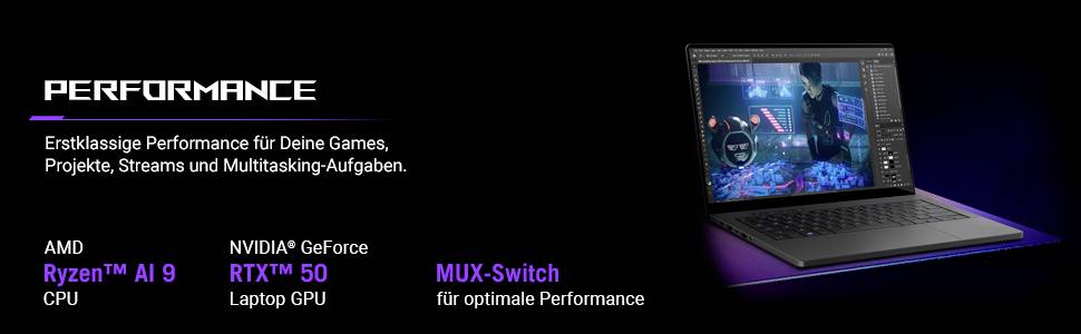 Asus Notebook ROG Zephyrus G14 35.6 cm (14 Zoll) WQXGA+ AMD Ryzen 9 270 8 GB RAM 1 TB SSD Deutsch, QWERTZ NVIDIA GeForce RTX 5060 GDDR7 Grau 90