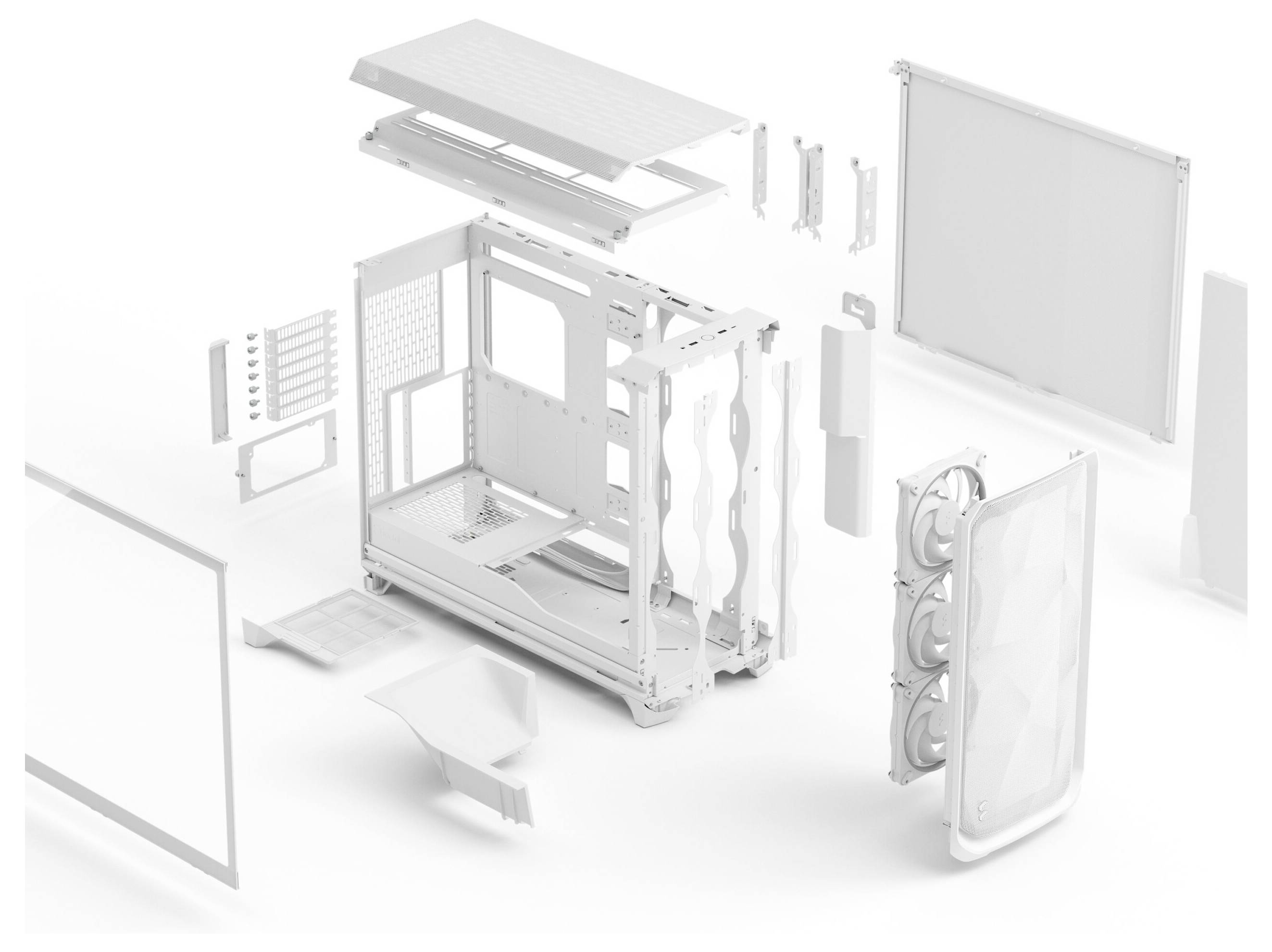 Fractal Design FD-C-MES3X-06 Full Tower PC-Gehäuse Weiß Staubfilter, Seitenfenster
