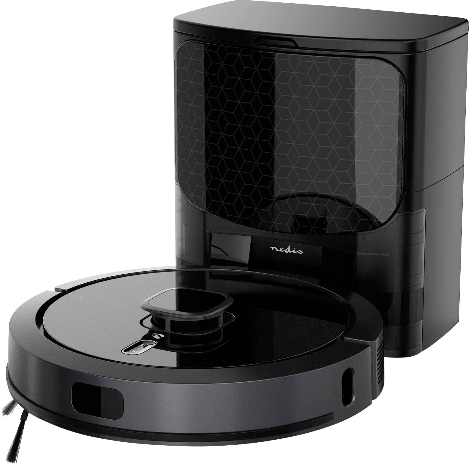 Nedis WIFIVCL002CBK Saug-und Wischroboter Schwarz kompatibel mit Amazon Alexa, kompatibel mit Googl