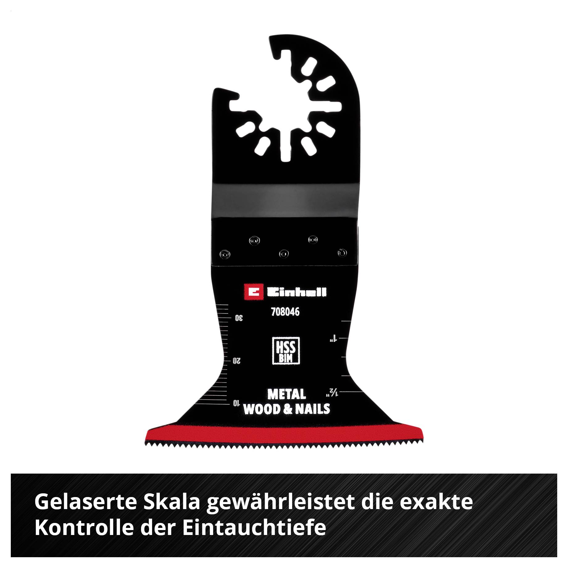 Sägeblatt für Holz, Nägel und Metall. Lasergravierte Skala für exakte Eintauchtiefenkontrolle.