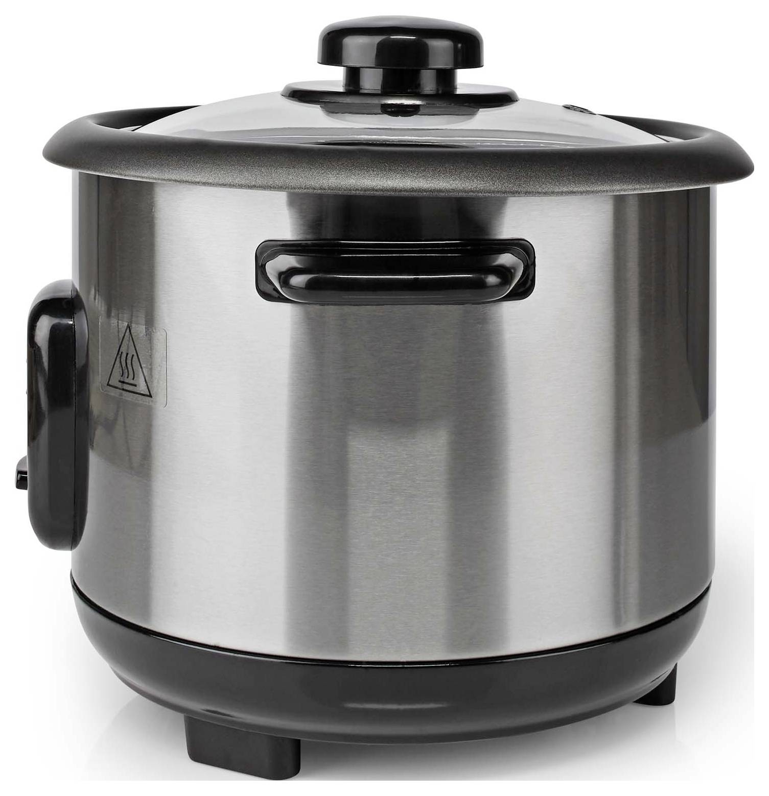 Nedis KARC110AL Reiskocher Silber, Schwarz Kontrollleuchte, Antihaftbeschichtung