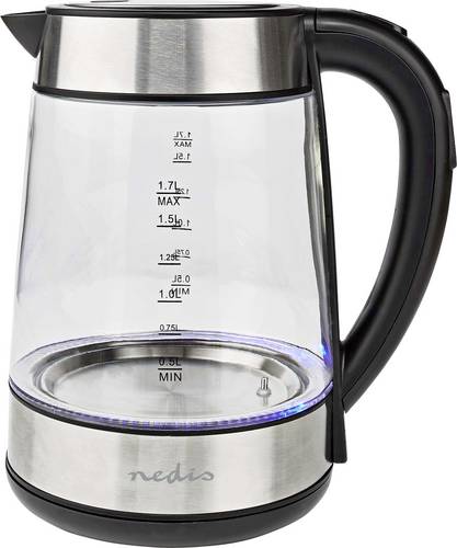 Nedis KAWK320EGS Wasserkocher Silber, Transparent Fassungsvermögen: 1.7l