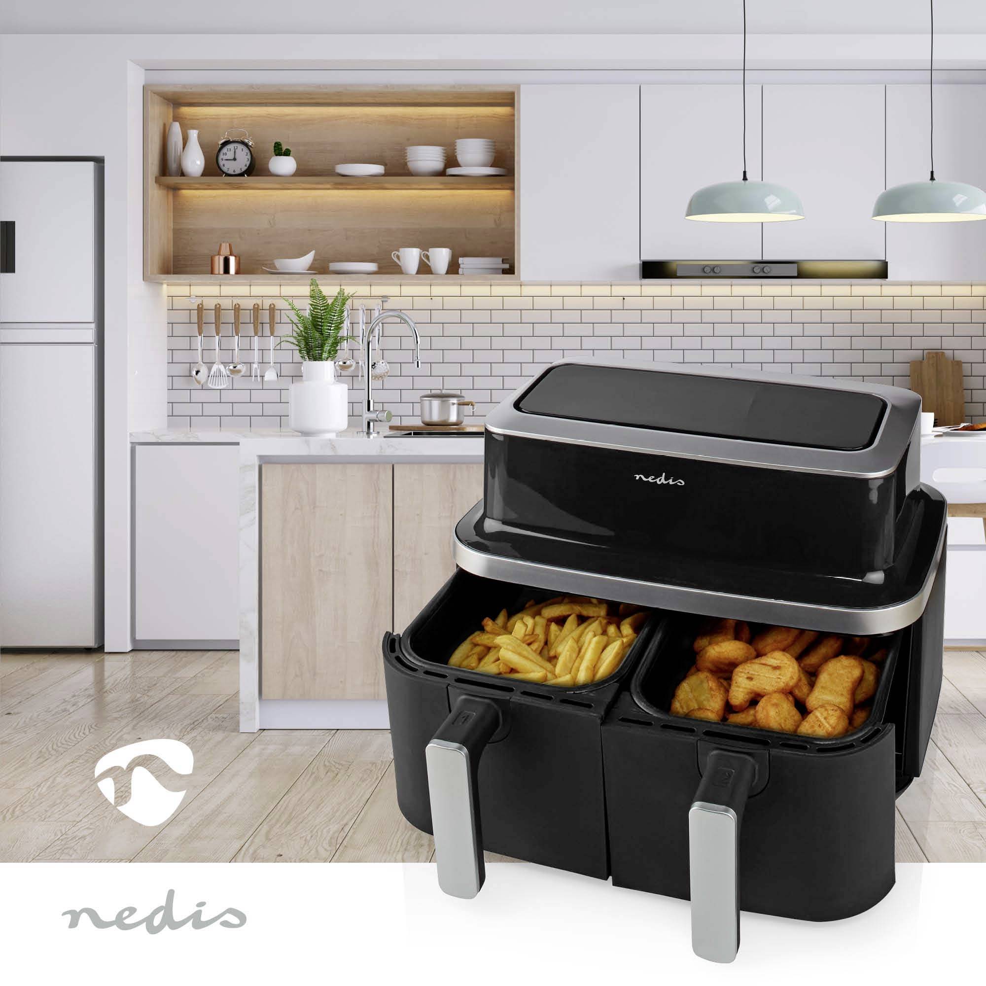 Nedis KAAF320BK Heißluft-Fritteuse 8.4l 2600W Timerfunktion, Überhitzungsschutz, BPA-frei Schwarz