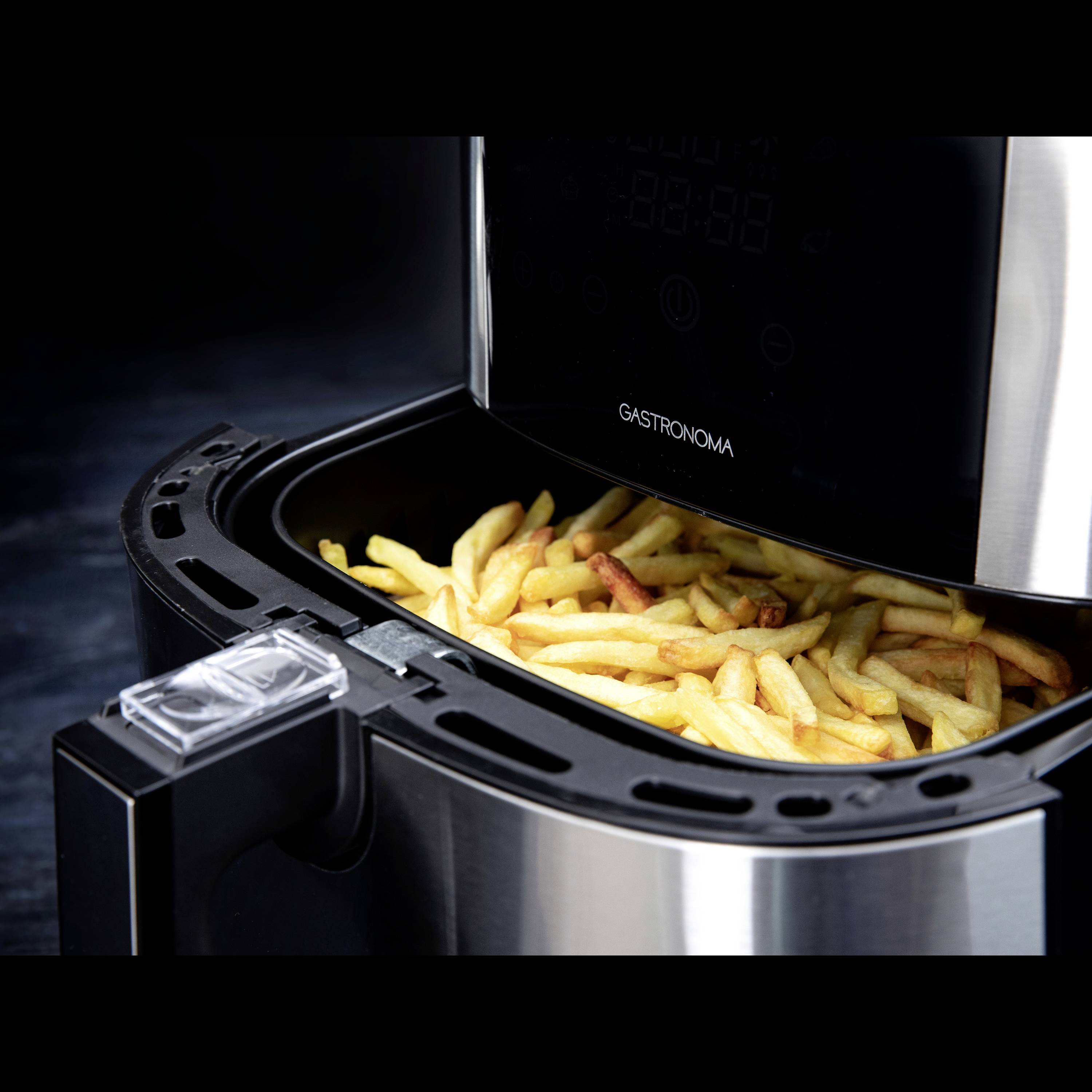 Gastronoma 18290002 Heißluft-Fritteuse 6l 1800W Kontrollleuchte, BPA-frei, Antihaftbeschichtung, Cool-Touch-Gehäuse Schwarz