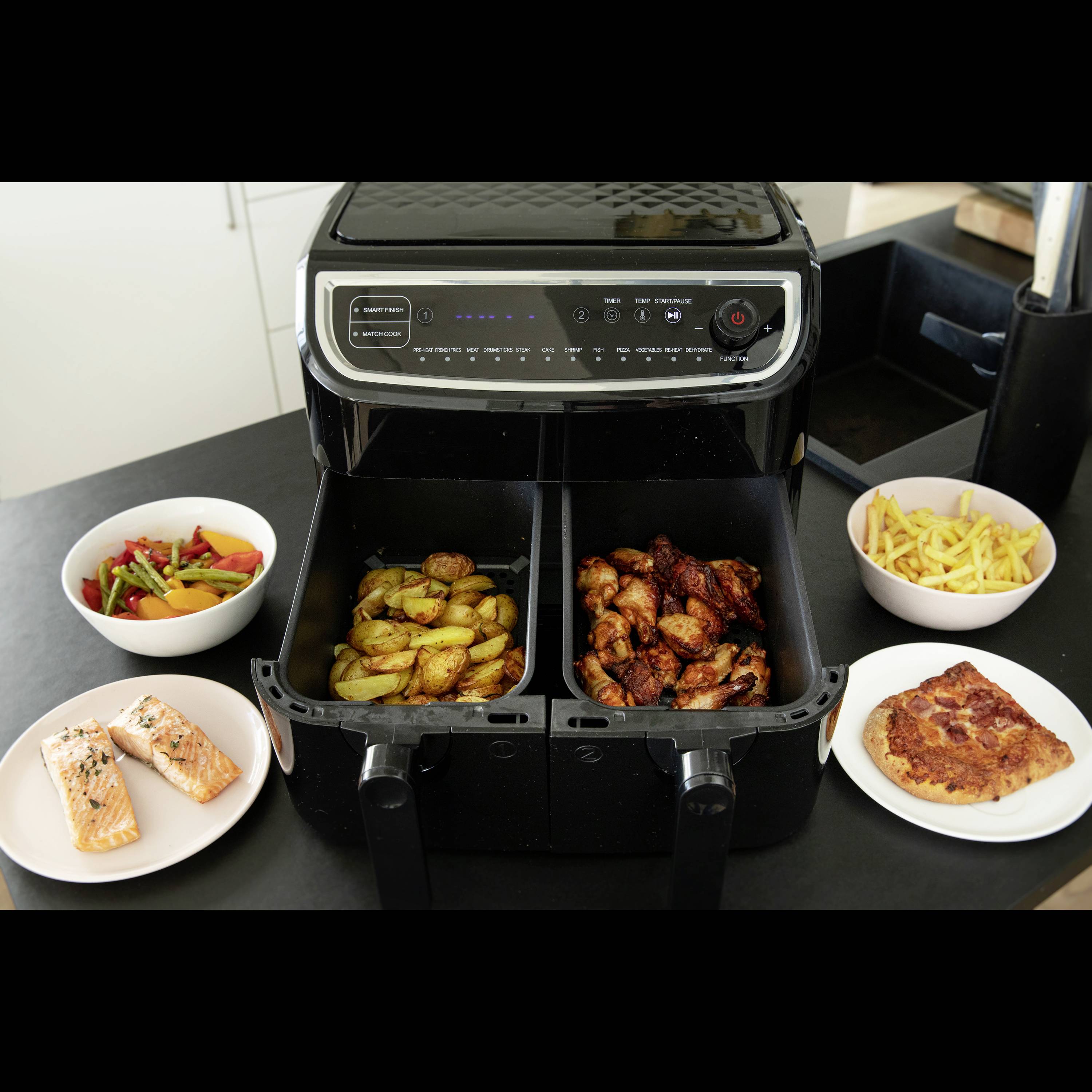 Gastronoma 18290003 Heißluft-Fritteuse 9l 2400W Timerfunktion, Überhitzungsschutz, Kontrollleuchte, mit Display