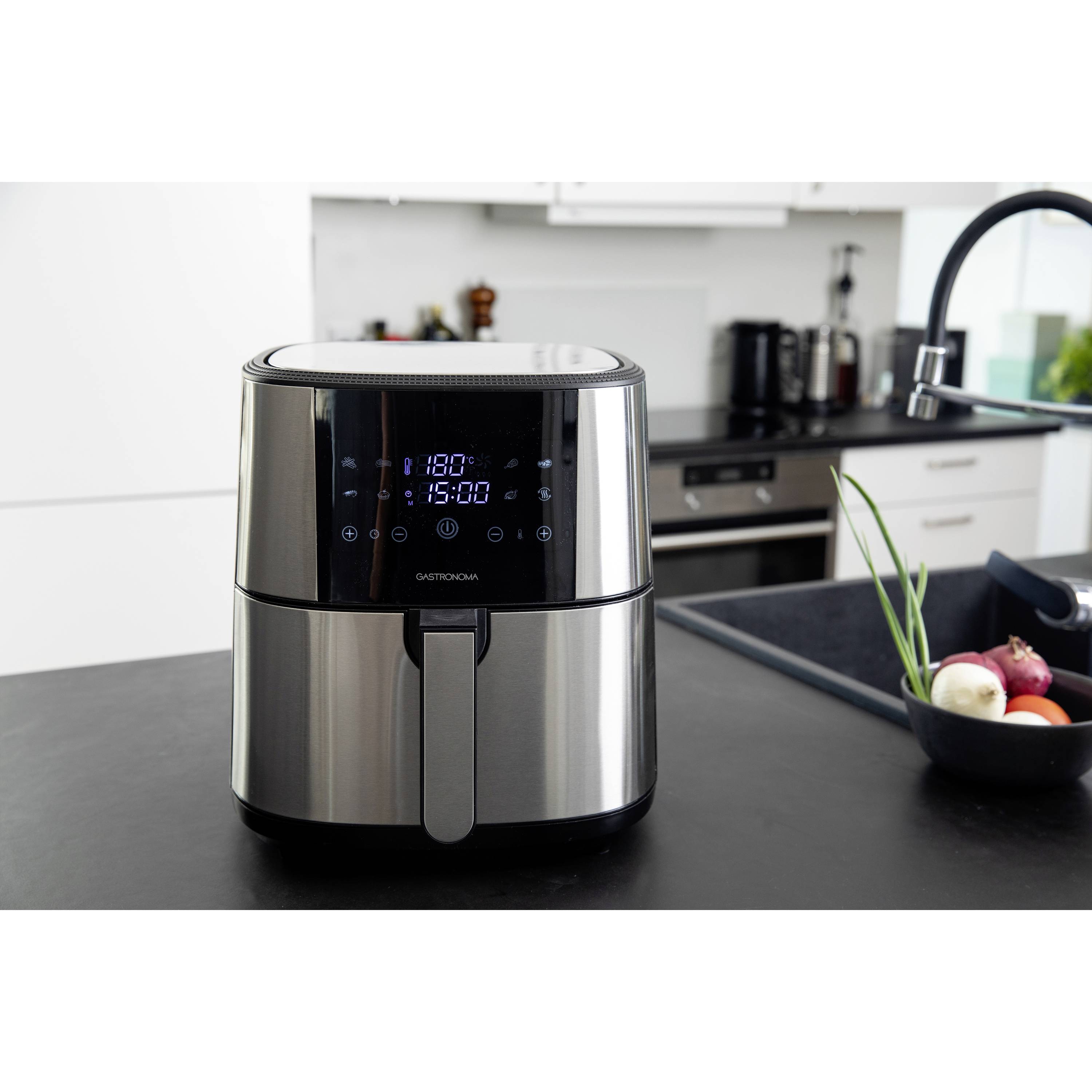 Gastronoma 18290007 Heißluft-Fritteuse 8l 1800W Überhitzungsschutz, mit Display, Antihaftbeschichtung, Cool-Touch-Gehäuse