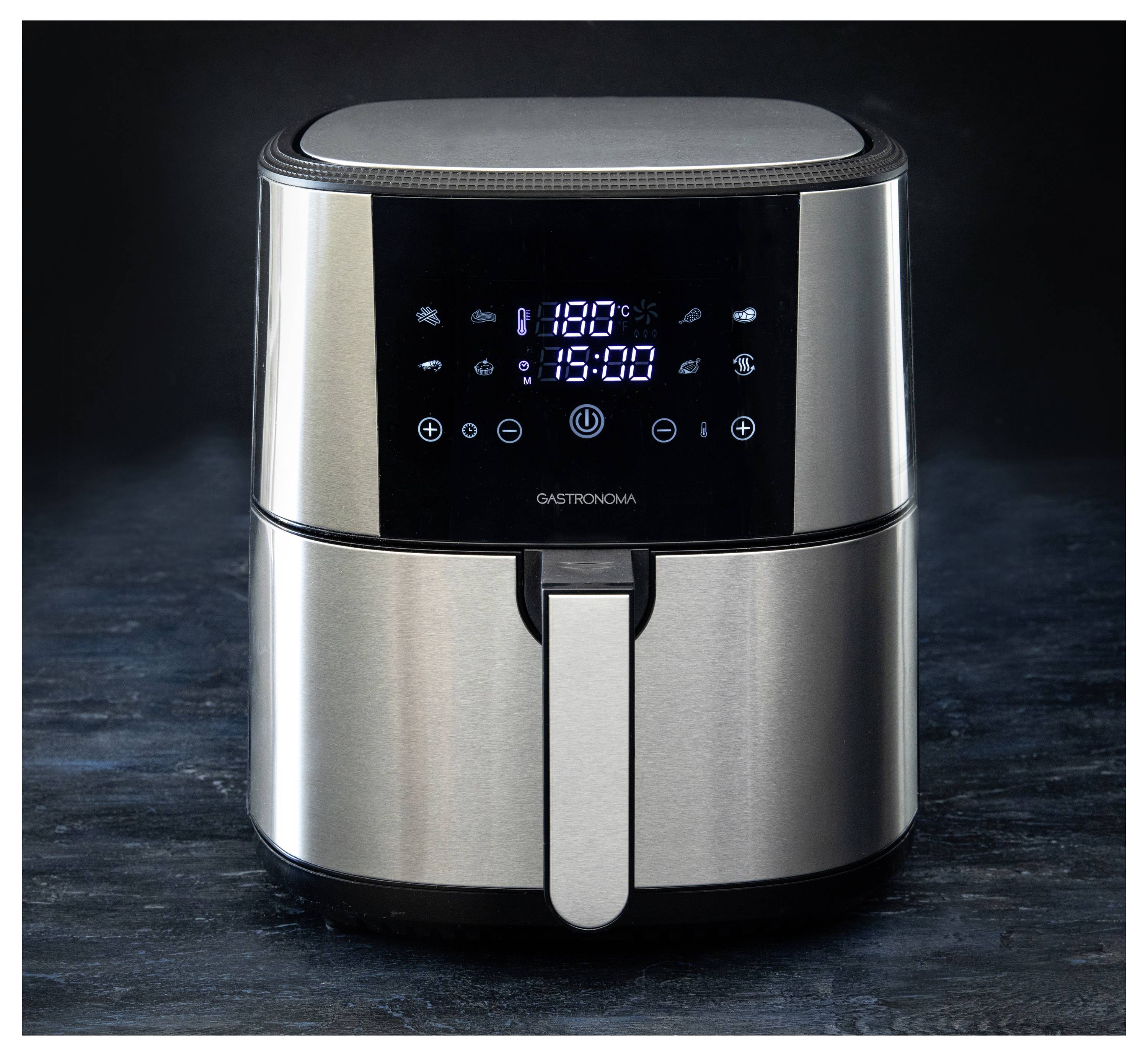 Gastronoma 18290007 Heißluft-Fritteuse 8l 1800W Überhitzungsschutz, mit Display, Antihaftbeschichtung, Cool-Touch-Gehäuse