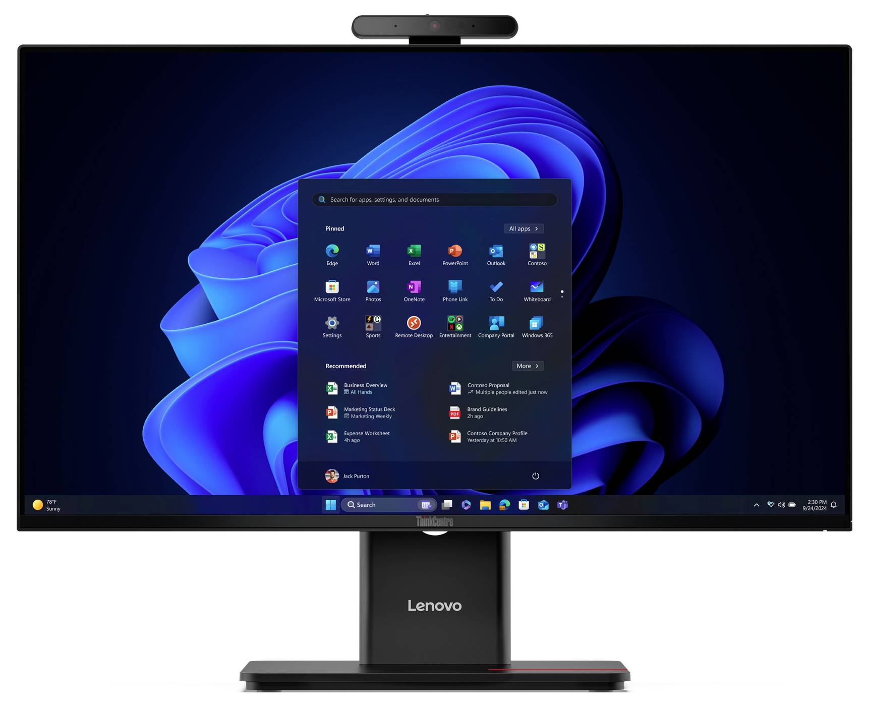 Lenovo All-in-One PC ThinkCentre M70a 60.5cm (23.8 Zoll) Full HD Intel® Core™ Ultra 5 (Series 2) 235T 5.0GHz 16GB RAM 512GB SSD