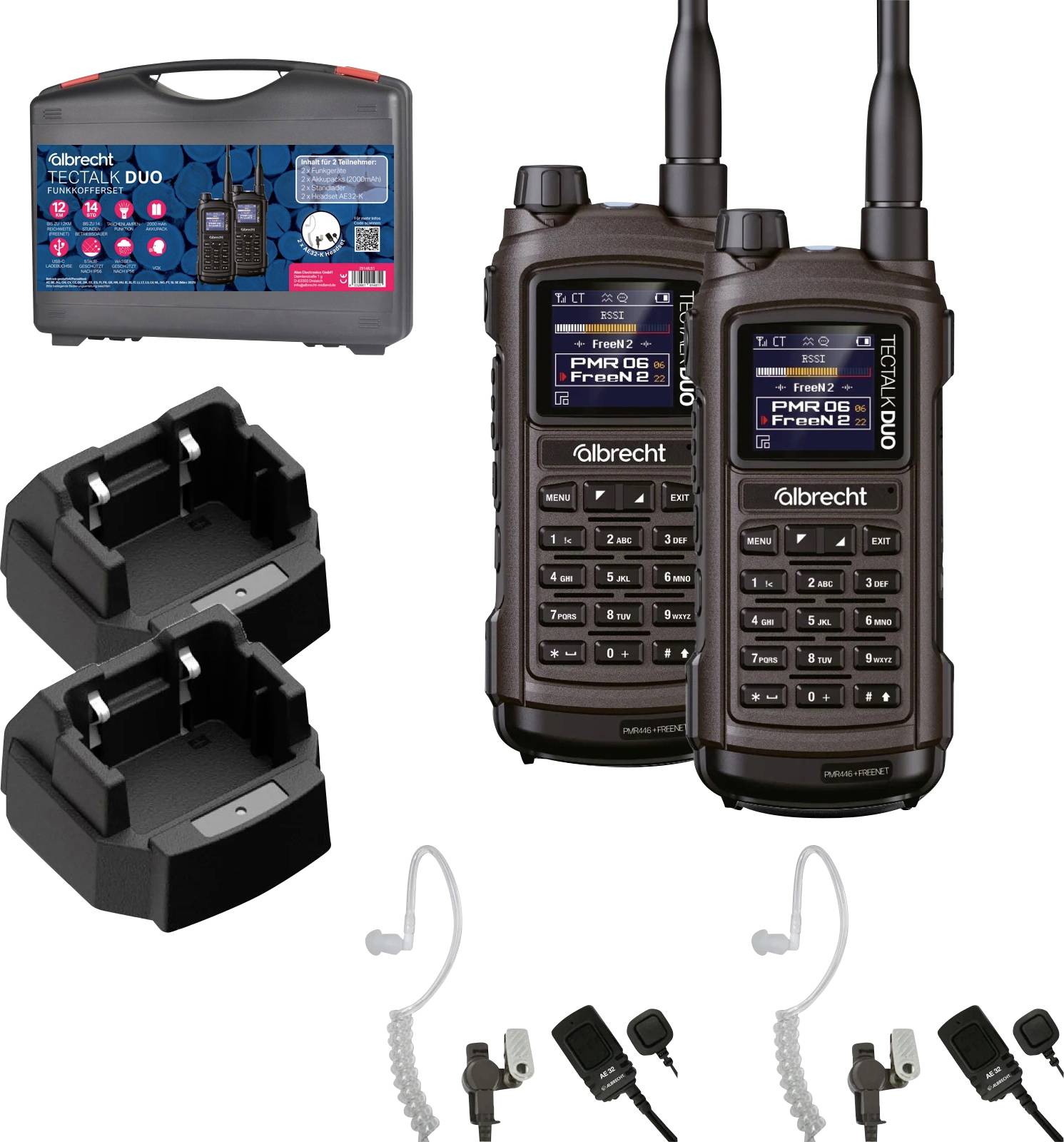 Albrecht 2er Kofferset Tectalk Duo, PMR446 + Freenet (1W) 29148.S1 PMR/Freenet-Handfunkgerät