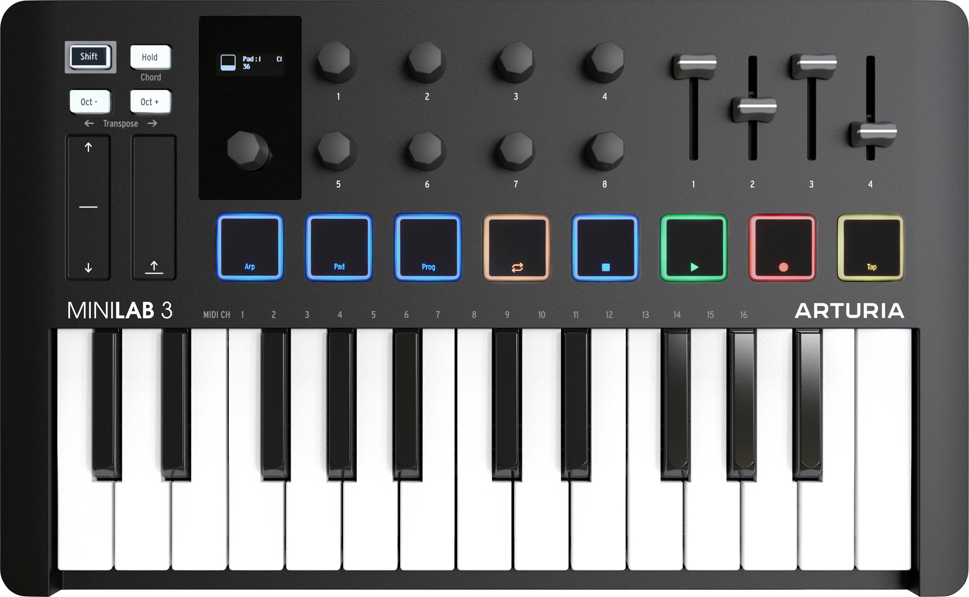 Arturia MiniLab 3 Keyboard Schwarz