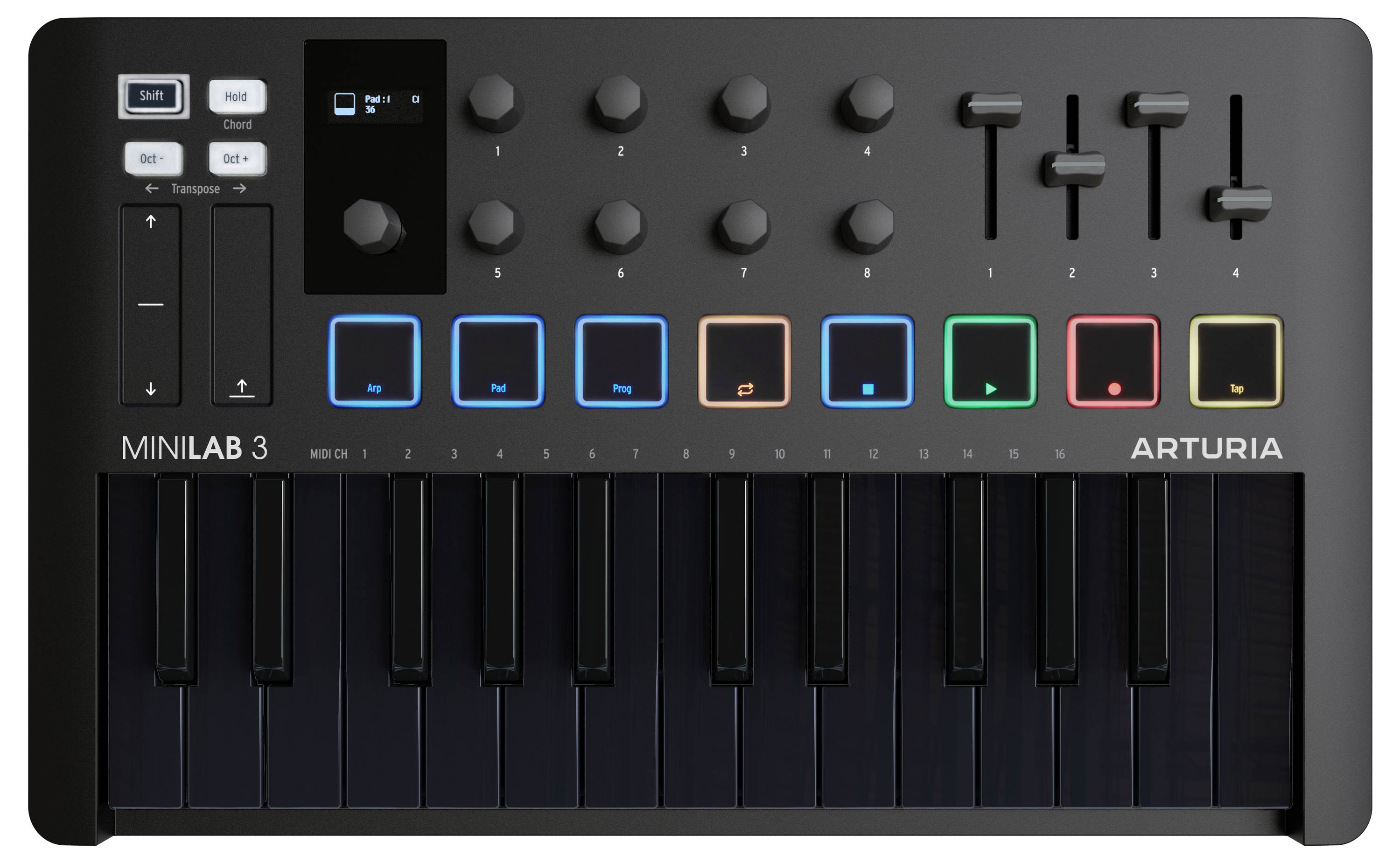 Arturia MiniLab 3 Keyboard Schwarz
