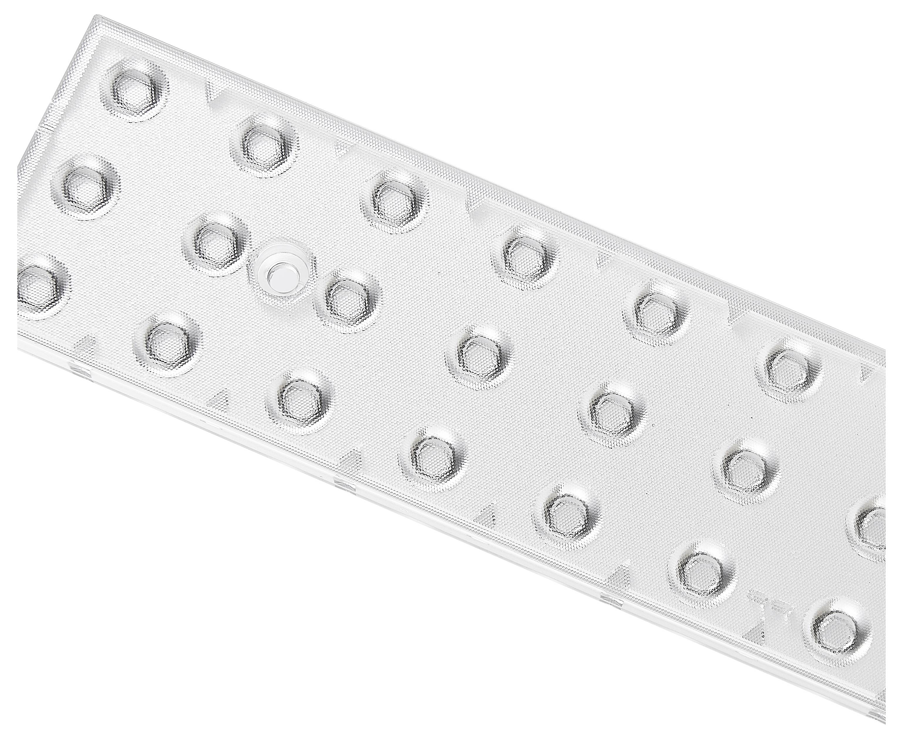 Ein leeres Blisterpackung in rechteckiger Form mit runden Vertiefungen, vermutlich für Tabletten oder Kapseln, liegt diagonal.