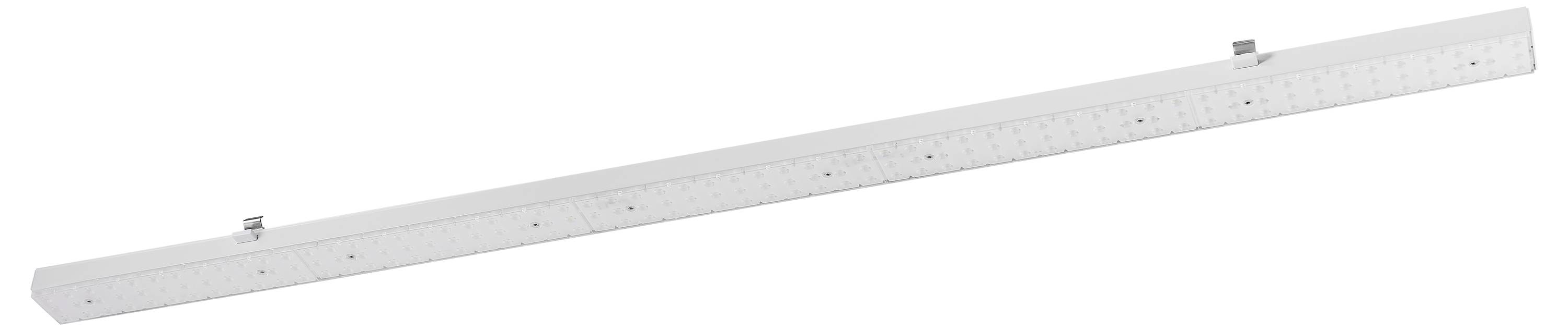 Ein langer, weißer Architekten-Dreikantmaßstab mit metrischer und imperialer Skala zur präzisen Messung und Planung.