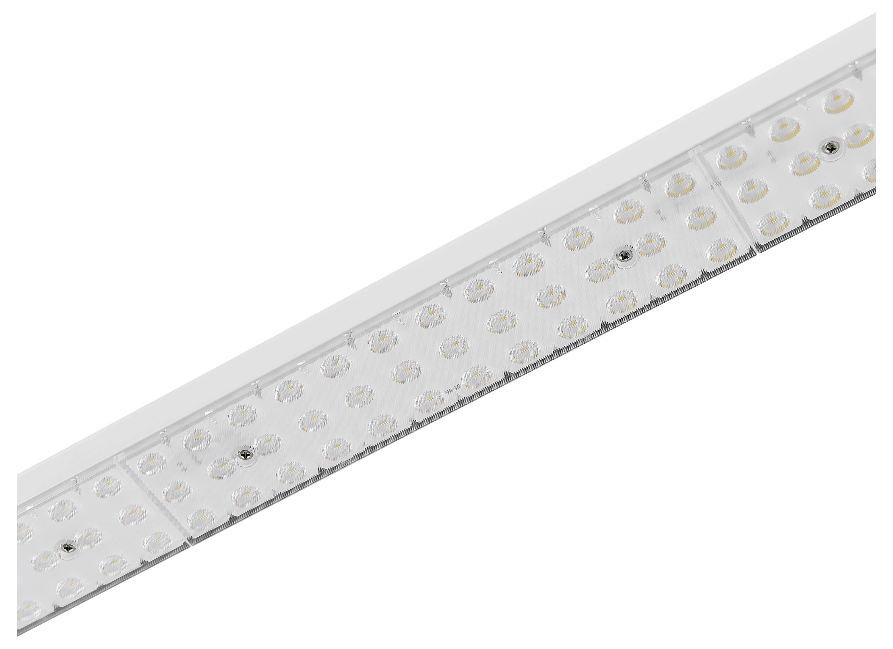 Ein langes, rechteckiges LED-Lichtpanel mit mehreren kleinen runden Lämpchen, geeignet für moderne Beleuchtungskonzepte.