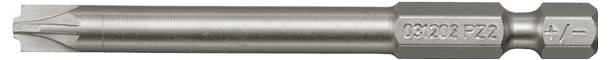 Nahaufnahme eines Metallschraubendreher-Bits mit einem sechseckigen Sternkopf, gekennzeichnet mit dem Text 'C9OX32 PZ2'.
