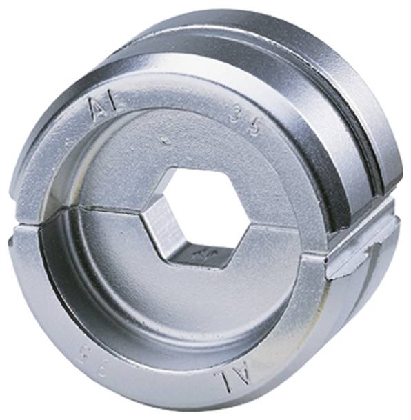 Eine kreisförmige, metallische Gewindeschneidmutter mit sechseckiger Mittellochung, graviert mit 'A1' und '3/8'. Wird zum Schneiden von Gewinden auf Stangen oder Rohren verwendet.