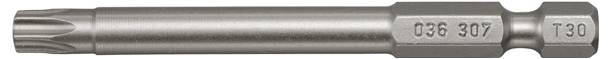 Ein Metallschraubenbit mit den Aufschriften '036 307 T30', verwendet für Torx-Schrauben, mit einem sternförmigen Antriebskopf an einem Ende.