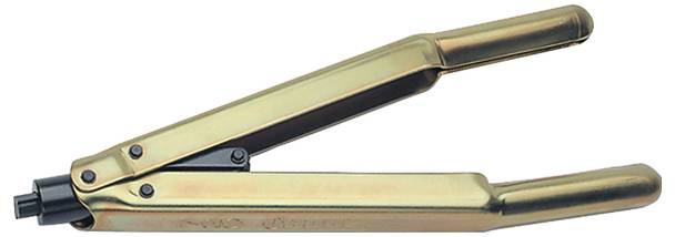 Crimpzange mit goldfarbenen Griffen, entwickelt zum Sichern von elektrischen Anschlüssen durch Kompression von Metallhülsen.