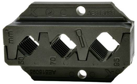Metallschneidstanze mit drei sechseckigen Öffnungen, die mit 50, 70 und 95 mm² gekennzeichnet sind, verwendet zum Formen oder Schneiden von Materialien.