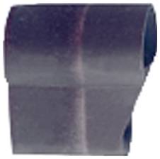 Eine Nahaufnahme eines dunklen, texturierten Materials, das über sich selbst gefaltet ist, höchstwahrscheinlich ein Stück Gummi oder Leder.