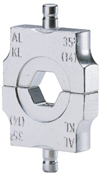 Metallische, zweiteilige Sechskant-Schneideisenhalterung mit Beschriftung 'AL KL' und Größenangabe '35 (14)'. Verwendet zum Gewindeschneiden von Rohren oder Stangen.