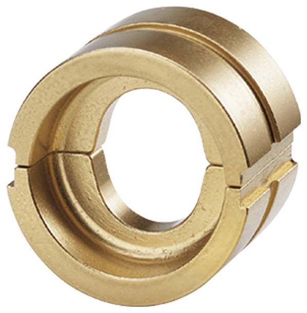 Ein Messing-Klemmringverbinder mit schlankem, zylindrischem Design und sichtbarer Trennlinie für die Verbindung in einem mechanischen Montagezusammenhang.
