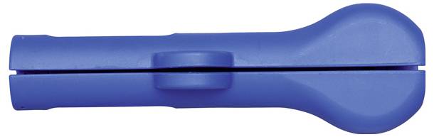 Eine blaue Plastikklammer mit einer runden Form an jedem Ende, die zum Verschließen von Tüten oder zum Zusammenhalten von Gegenständen entwickelt wurde.