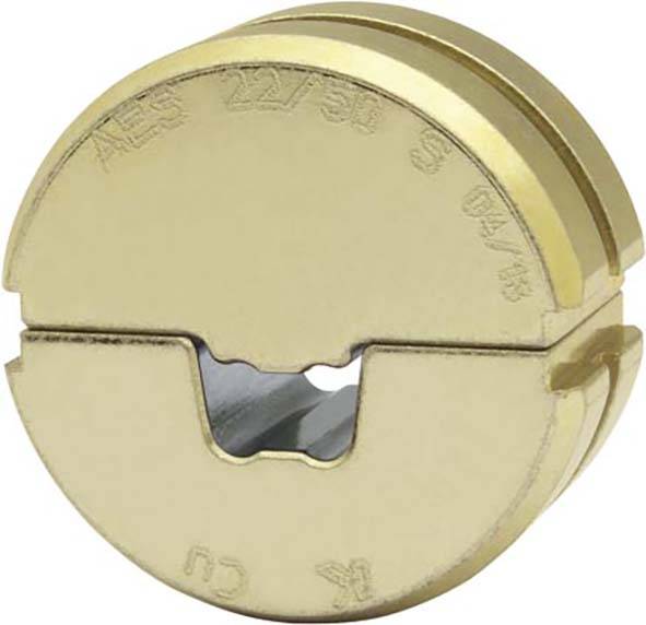 Ein kreisförmiger Messinggegenstands mit gravierten Markierungen, einschließlich 'AES 22/38' und 'CU', mit einer zentralen Öffnung.