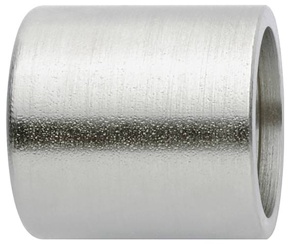 Eine zylindrische Metallhülse mit einer glatten, glänzenden Oberfläche.