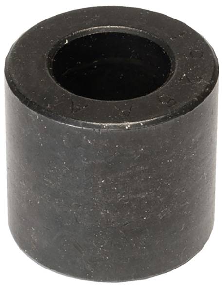 Ein zylindrischer, schwarzer Metallabstandshalter mit einem hohlen Zentrum, der in Maschinenbau oder Konstruktion zur Höhen- oder Ausrichtungsanpassung verwendet wird.