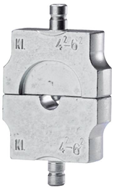 Eine Metallrohrschelle mit zwei Teilen, die mit 'KL' und den Zahlen '4²-6²' gekennzeichnet ist, die zum Sichern oder Ausrichten von Rohren verwendet wird.