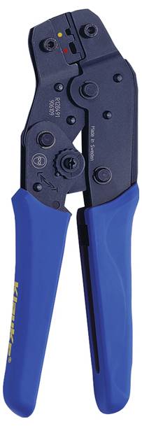 Ein Paar Drahtcrimpzangen mit blauen Griffen und schwarzem Metallkopf, die zum sicheren Verbinden von Drähten verwendet werden.