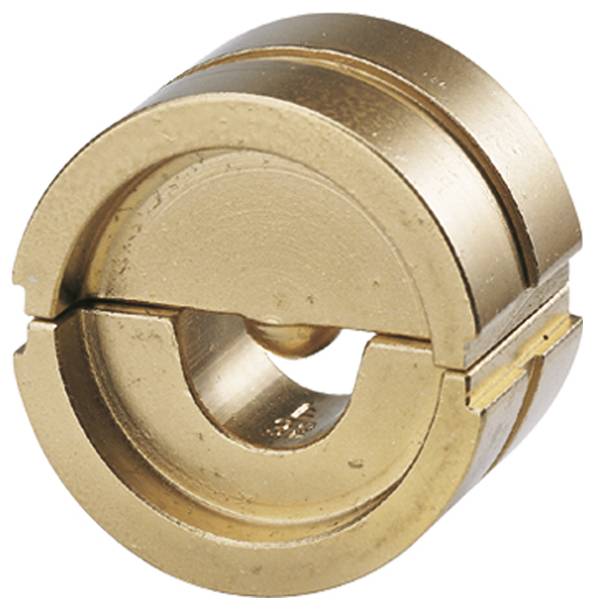 Ein goldfarbener, kreisförmiger Metallgegenstand mit einer zentralen Nut, der einem mechanischen Bauteil oder einem Verbindungselement ähnelt.