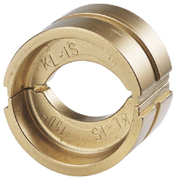 Eine Bronzezylinderkupplung mit gravierten Markierungen, verwendet zum Verbinden von Rohren oder Wellen.