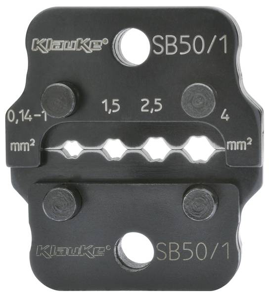 Klauke SB50/1 Crimpwerkzeuge für Drahtquerschnitte von 0,14-4 mm², mit Zahneinteilung und Drahtgrößenmarkierungen, verwendet für elektrische Verbindungen.